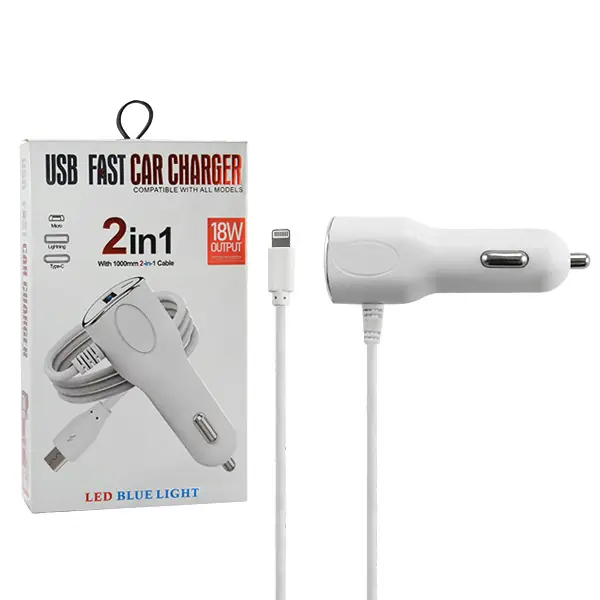 Darmowy zwrot ŁADOWARKA SAMOCHODOWA 2A BIAŁA VEGA FASTON IPHONE + USB 2000mA