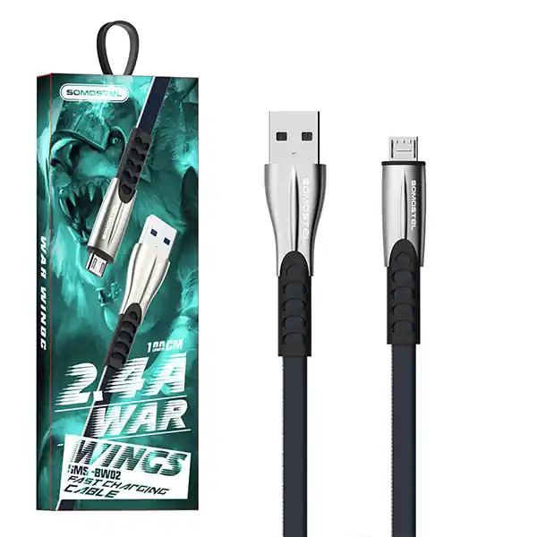KABEL USB MICRO 2.4A SOMOSTEL NIEBIESKI 2400mAh QUICK CHARGER QC 3.0 1M POWERLINE SMS-BW02 Taniej