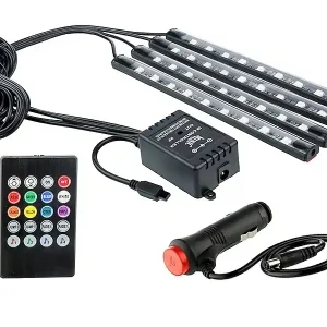 Ograniczona ilość OŚWIETLENIE WNETRZA SAMOCHODU RGB 4SZT
