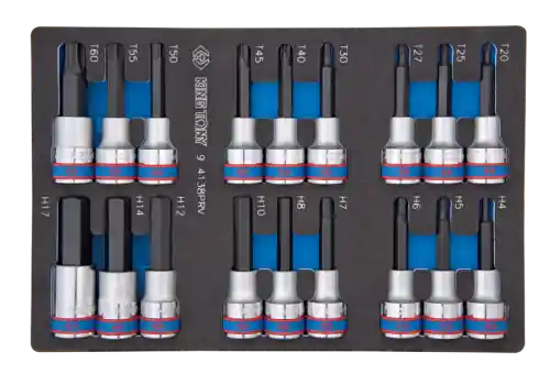 Zamów teraz Zestaw długich nasadek 1/2" HEX TORX wkład do wózka KING-TONY 9-4138PRV