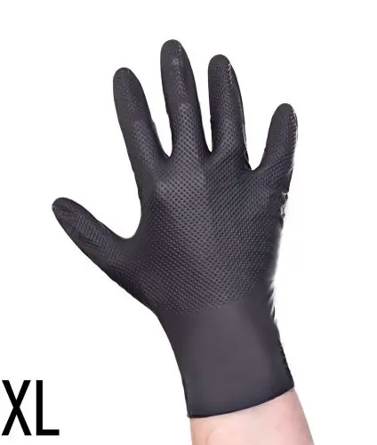Niska cena Rękawice Nitrylowe GRIP ProMates Czarne Rozmiar XL Wytrzymałe Ochronne do Mechaniki, Warsztatu, Wulkanizacji, i 呕ywnoóci