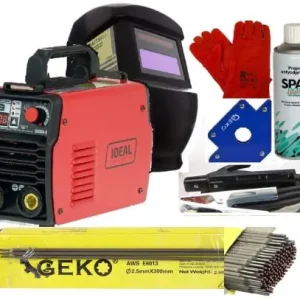 Zestaw spawarka inwertorowa na elektrody PRAKTIK 200 do spawania medotą MMA i TIG + elektrody w otulinie + rękawice do spawania + spray antyodpryskowy + uchwyt spawalniczy magnetyczny  + Przyłubica spawalnicza Wybór klientów