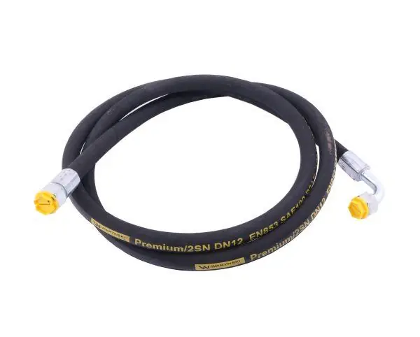 Przewód hydrauliczny 275 bar gwint M22x1.5 prosta/90 stopni L-1250mm DN12-2SN (AK-13-1250; P11P12) 27.5MPa Waryński Niska cena