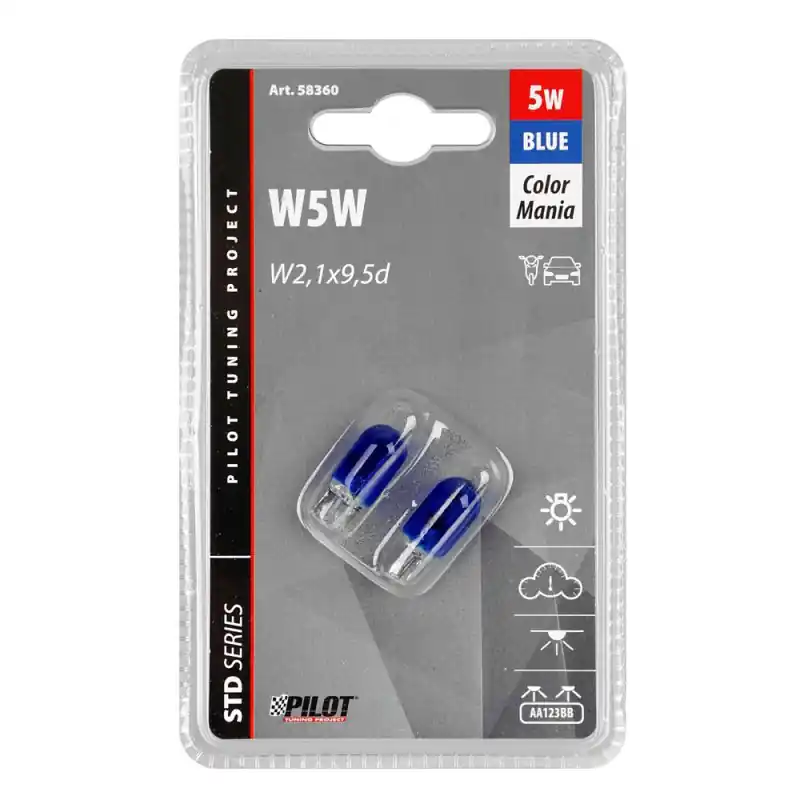 Żarówka W5W 5W W2,1x9,5d niebieska 2 sztuki Oferta czasowa