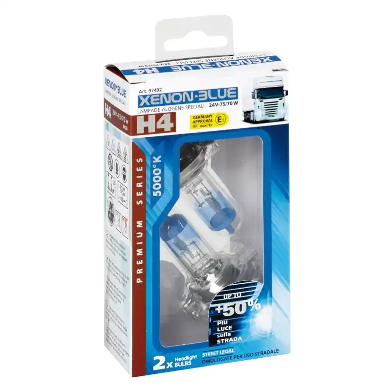 Promocja Zestaw żarówek H4 P43t +50% 2szt 5000K 75/70W Box