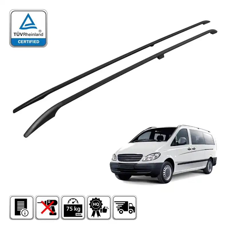 Relingi dachowe do Mercedes MB Vito W639 2004-2014 MWB Czarne Cena promocyjna