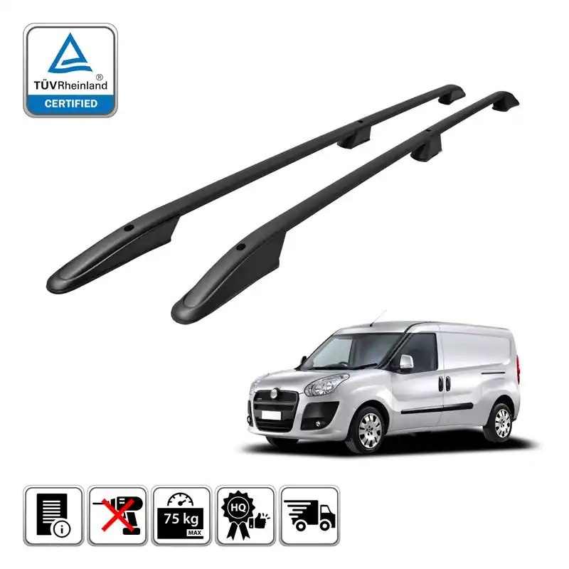 Relingi dachowe do Fiat Doblo 263 2010-2022 LONG L2 Czarne Oferta limitowana
