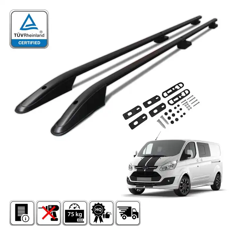 Relingi dachowe Ford Transit Custom 2012-2023 Long Czarne Popularny