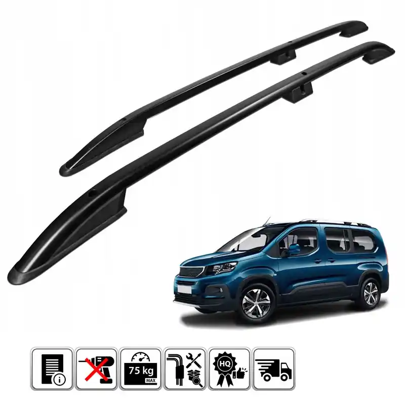 Zniżka Relingi dachowe do Peugeot Rifter K9 2018+ LONG L2 Czarne