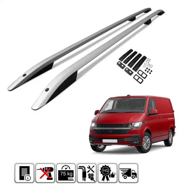 Zniżka Relingi dachowe Volkswagen VW T6.1 Multivan 2019+ L1 Srebrne