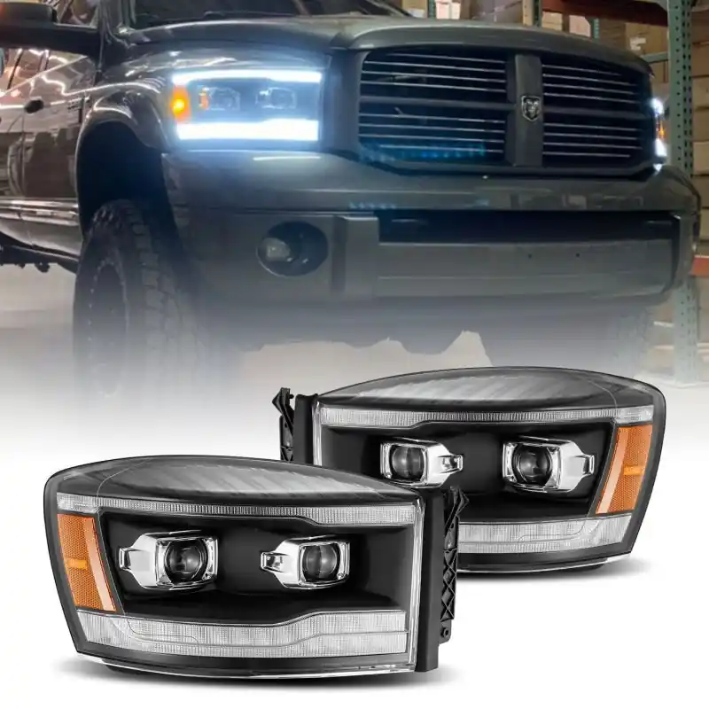 Bezpieczne zakupy REFLEKTORY PRZÓD KOMPLET CZARNE LED DODGE RAM 1500 2500 3500 PICKUP 06-08