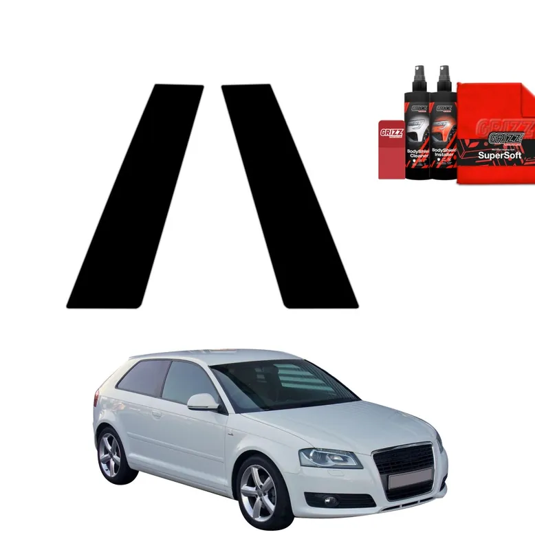 Premium 2w1 Czarna folia na słupki do Audi A3 8P Hatchback 3D (2003-2008)